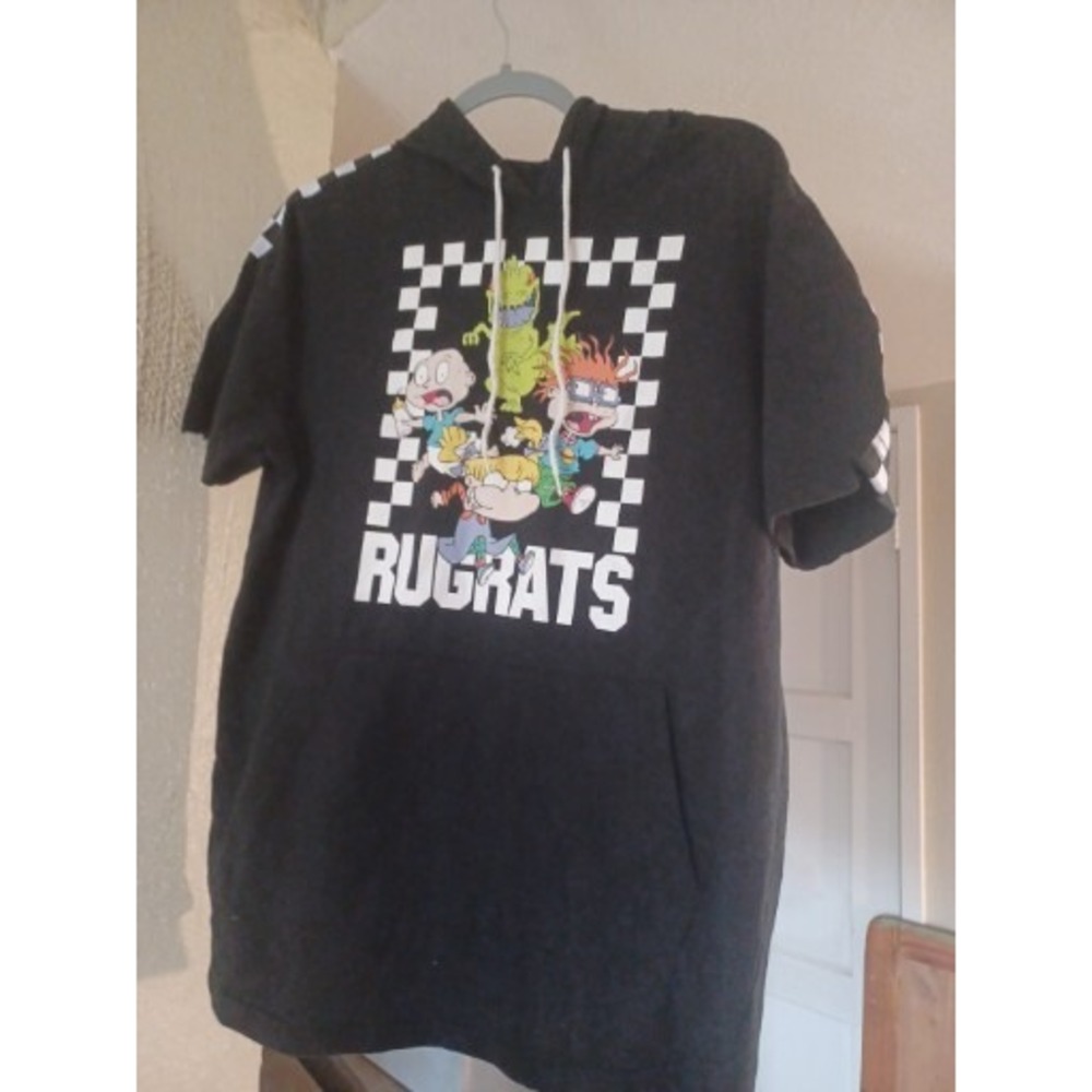 Nickelodeon Rugrats 2019 Viacom Short Sleeve Chuckie Tommy Black Hoodie Medium